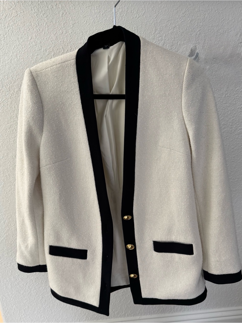 Express Cream Blazer with Black Trim and Gold Buttons